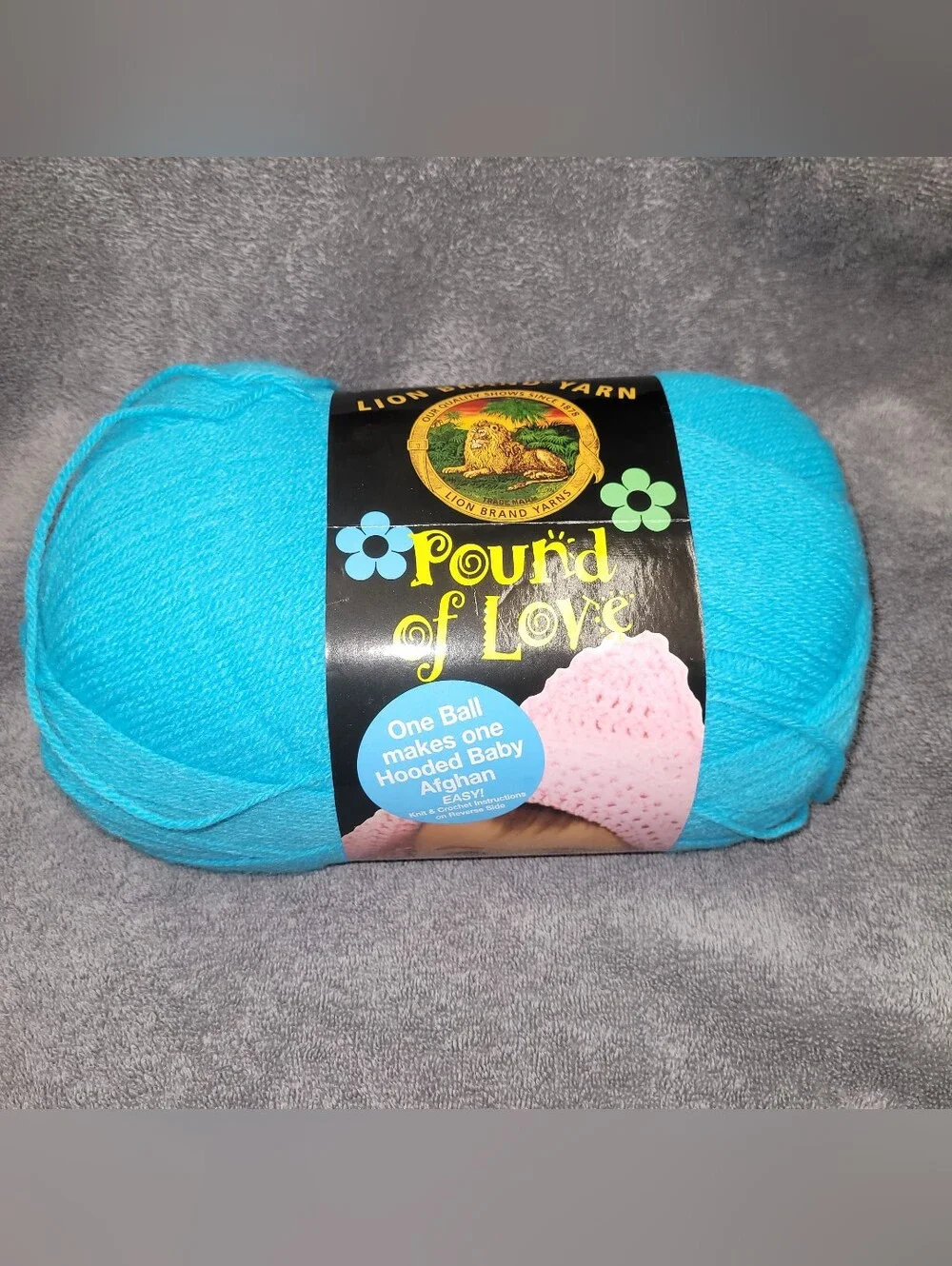 Lion Brand Baby Yarn- 1 Pound, Soft Acrylic. Turquise-Blue. Knitting & Crochet